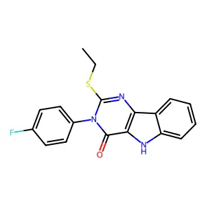 2-ethylsulfanyl-3-(4-fluorophenyl)-5H-pyrimido[5,4-b]indol-4-one structure
