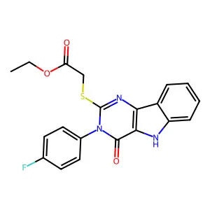 ethyl 2-[[3-(4-fluorophenyl)-4-oxo-5H-pyrimido[5,4-b]indol-2-yl]sulfanyl]acetate structure