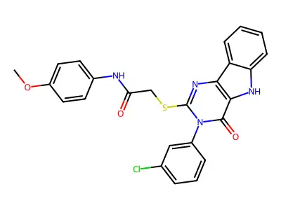 2-{[3-(3-chlorophenyl)-4-oxo-3H,4H,5H-pyrimido[5,4-b]indol-2-yl]sulfanyl}-N-(4-methoxyphenyl)acetamide structure