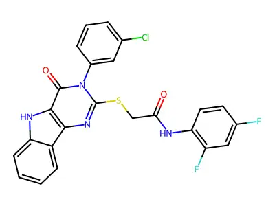2-{[3-(3-chlorophenyl)-4-oxo-3H,4H,5H-pyrimido[5,4-b]indol-2-yl]sulfanyl}-N-(2,4-difluorophenyl)acetamide structure