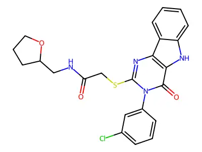 2-{[3-(3-chlorophenyl)-4-oxo-3H,4H,5H-pyrimido[5,4-b]indol-2-yl]sulfanyl}-N-[(oxolan-2-yl)methyl]acetamide structure