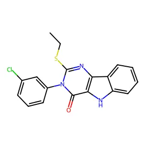 3-(3-chlorophenyl)-2-ethylsulfanyl-5H-pyrimido[5,4-b]indol-4-one structure