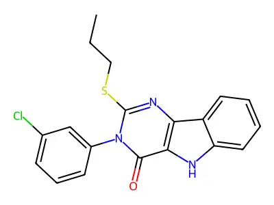 3-(3-chlorophenyl)-2-propylsulfanyl-5H-pyrimido[5,4-b]indol-4-one structure