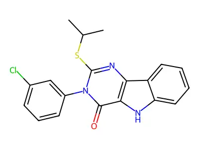 3-(3-chlorophenyl)-2-(isopropylthio)-3H-pyrimido[5,4-b]indol-4(5H)-one structure