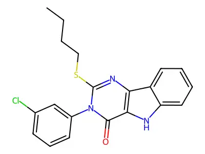2-(butylthio)-3-(3-chlorophenyl)-3H-pyrimido[5,4-b]indol-4(5H)-one structure