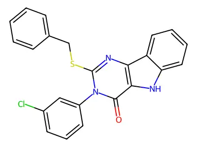 2-benzylsulfanyl-3-(3-chlorophenyl)-5H-pyrimido[5,4-b]indol-4-one structure