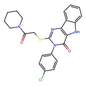 3-(4-chlorophenyl)-2-{[2-oxo-2-(piperidin-1-yl)ethyl]sulfanyl}-3H,4H,5H-pyrimido[5,4-b]indol-4-one structure