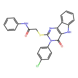 2-{[3-(4-chlorophenyl)-4-oxo-3H,4H,5H-pyrimido[5,4-b]indol-2-yl]sulfanyl}-N-phenylacetamide structure