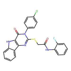 2-{[3-(4-chlorophenyl)-4-oxo-3H,4H,5H-pyrimido[5,4-b]indol-2-yl]sulfanyl}-N-(2-fluorophenyl)acetamide structure