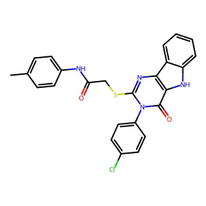 2-{[3-(4-chlorophenyl)-4-oxo-3H,4H,5H-pyrimido[5,4-b]indol-2-yl]sulfanyl}-N-(4-methylphenyl)acetamide structure