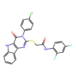 2-{[3-(4-chlorophenyl)-4-oxo-3H,4H,5H-pyrimido[5,4-b]indol-2-yl]sulfanyl}-N-(2,4-difluorophenyl)acetamide structure