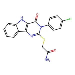 2-{[3-(4-chlorophenyl)-4-oxo-3H,4H,5H-pyrimido[5,4-b]indol-2-yl]sulfanyl}acetamide structure