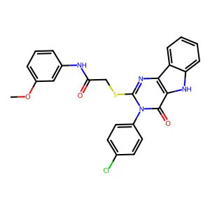 2-{[3-(4-chlorophenyl)-4-oxo-3H,4H,5H-pyrimido[5,4-b]indol-2-yl]sulfanyl}-N-(3-methoxyphenyl)acetamide structure
