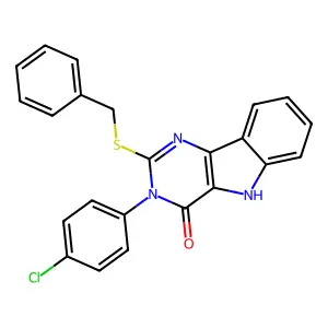 2-(benzylthio)-3-(4-chlorophenyl)-3H-pyrimido[5,4-b]indol-4(5H)-one structure