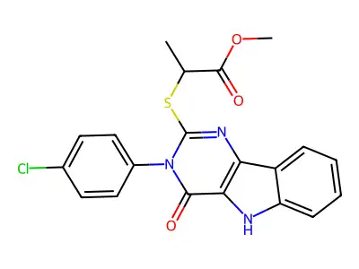 methyl 2-{[3-(4-chlorophenyl)-4-oxo-3H,4H,5H-pyrimido[5,4-b]indol-2-yl]sulfanyl}propanoate structure
