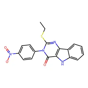 2-(ethylthio)-3-(4-nitrophenyl)-3H-pyrimido[5,4-b]indol-4(5H)-one structure