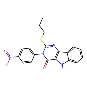3-(4-nitrophenyl)-2-propylsulfanyl-5H-pyrimido[5,4-b]indol-4-one structure