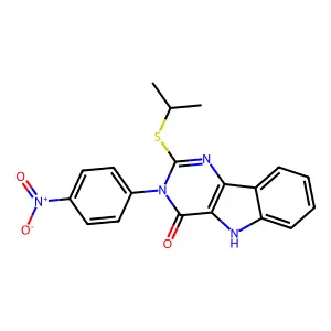 2-(isopropylthio)-3-(4-nitrophenyl)-3H-pyrimido[5,4-b]indol-4(5H)-one structure