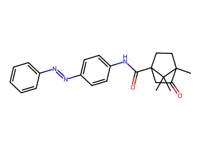4,7,7-trimethyl-3-oxo-N-{4-[(E)-phenyldiazenyl]phenyl}bicyclo[2.2.1]heptane-1-carboxamide structure