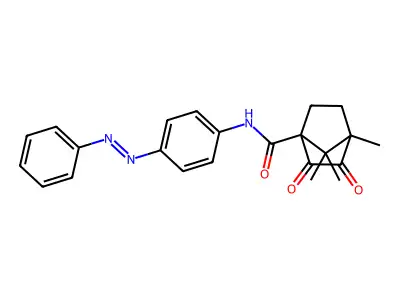 4,7,7-trimethyl-2,3-dioxo-N-{4-[(E)-phenyldiazenyl]phenyl}bicyclo[2.2.1]heptane-1-carboxamide structure