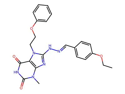 8-[2-[(4-ethoxyphenyl)methylidene]hydrazinyl]-3-methyl-7-(2-phenoxyethyl)purine-2,6-dione structure
