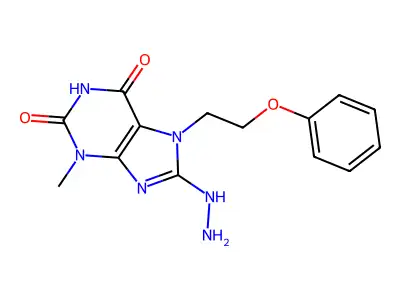 8-Hydrazinyl-3-methyl-7-(2-phenoxyethyl)purine-2,6-dione structure