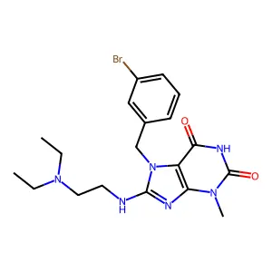 7-(3-bromobenzyl)-8-((2-(diethylamino)ethyl)amino)-3-methyl-1H-purine-2,6(3H,7H)-dione structure