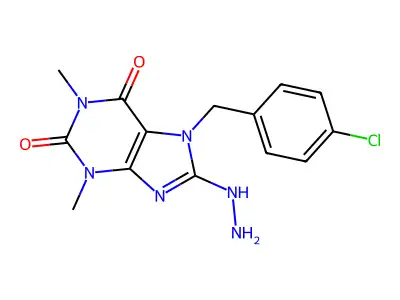 7-[(4-Chlorophenyl)methyl]-8-hydrazinyl-1,3-dimethylpurine-2,6-dione structure
