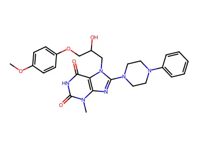 7-(2-hydroxy-3-(4-methoxyphenoxy)propyl)-3-methyl-8-(4-phenylpiperazin-1-yl)-1H-purine-2,6(3H,7H)-dione structure