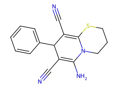 6-Amino-8-phenyl-2,3,4,8-tetrahydropyrido[2,1-b][1,3]thiazine-7,9-dicarbonitrile structure