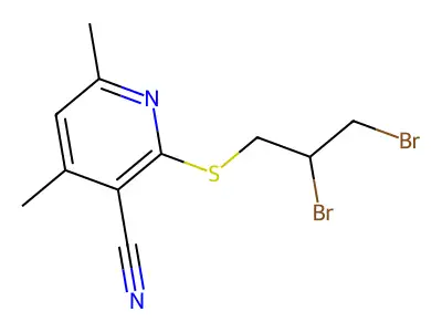 2-((2,3-Dibromopropyl)thio)-4,6-dimethylnicotinonitrile structure