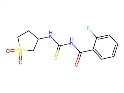 N-[(1,1-dioxothiolan-3-yl)carbamothioyl]-2-fluorobenzamide structure