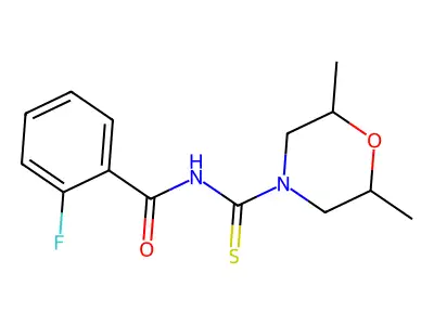 N-(2,6-dimethylmorpholine-4-carbothioyl)-2-fluorobenzamide structure
