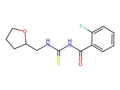 2-fluoro-N-(((tetrahydrofuran-2-yl)methyl)carbamothioyl)benzamide structure