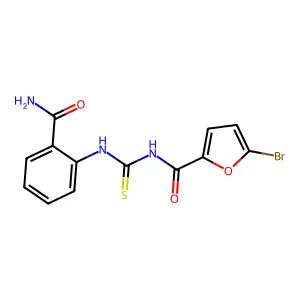 5-bromo-N-[(2-carbamoylanilino)-sulfanylidenemethyl]-2-furancarboxamide structure