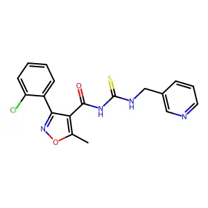 3-[3-(2-chlorophenyl)-5-methyl-1,2-oxazole-4-carbonyl]-1-[(pyridin-3-yl)methyl]thiourea structure