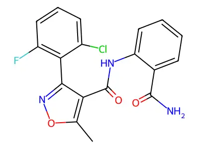 N-(2-carbamoylphenyl)-3-(2-chloro-6-fluorophenyl)-5-methyl-1,2-oxazole-4-carboxamide structure