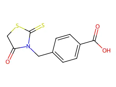 4-[(4-Oxo-2-sulfanylidene-1,3-thiazolidin-3-yl)methyl]benzoic acid structure