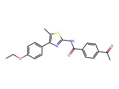 4-acetyl-N-[4-(4-ethoxyphenyl)-5-methyl-1,3-thiazol-2-yl]benzamide structure