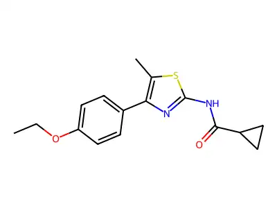 N-[4-(4-ethoxyphenyl)-5-methyl-1,3-thiazol-2-yl]cyclopropanecarboxamide structure