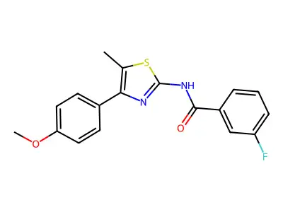 3-fluoro-N-[4-(4-methoxyphenyl)-5-methyl-1,3-thiazol-2-yl]benzamide structure
