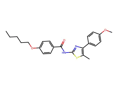 N-(4-(4-methoxyphenyl)-5-methylthiazol-2-yl)-4-(pentyloxy)benzamide structure