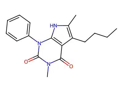 1H-Pyrrolo(2,3-d)pyrimidine-2,4(3H,7H)-dione, 5-butyl-3,6-dimethyl-1-phenyl- structure
