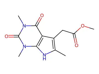 1H-Pyrrolo(2,3-d)pyrimidine-5-acetic acid, 2,3,4,7-tetrahydro-2,4-dioxo-1,3,6-trimethyl-, methyl ester structure
