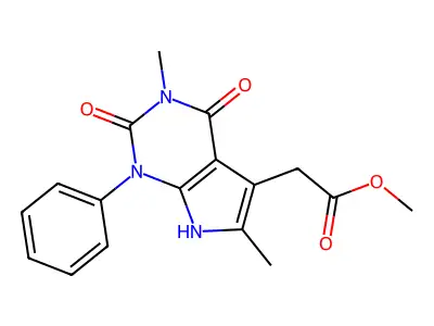 1H-Pyrrolo(2,3-d)pyrimidine-5-acetic acid, 2,3,4,7-tetrahydro-3,6-dimethyl-2,4-dioxo-1-phenyl-, methyl ester structure