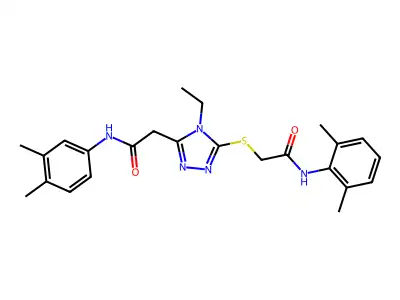 2-[5-[2-(2,6-dimethylanilino)-2-oxoethyl]sulfanyl-4-ethyl-1,2,4-triazol-3-yl]-N-(3,4-dimethylphenyl)acetamide structure