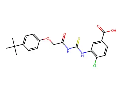3-[[2-(4-Tert-butylphenoxy)acetyl]carbamothioylamino]-4-chlorobenzoic acid structure