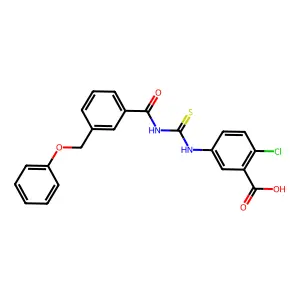 2-Chloro-5-[[3-(phenoxymethyl)benzoyl]carbamothioylamino]benzoic acid structure