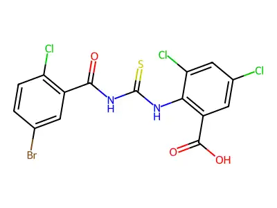 2-[(5-Bromo-2-chlorobenzoyl)carbamothioylamino]-3,5-dichlorobenzoic acid structure