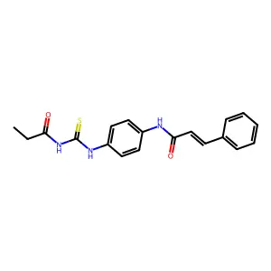 (E)-3-phenyl-N-[4-(propanoylcarbamothioylamino)phenyl]prop-2-enamide structure